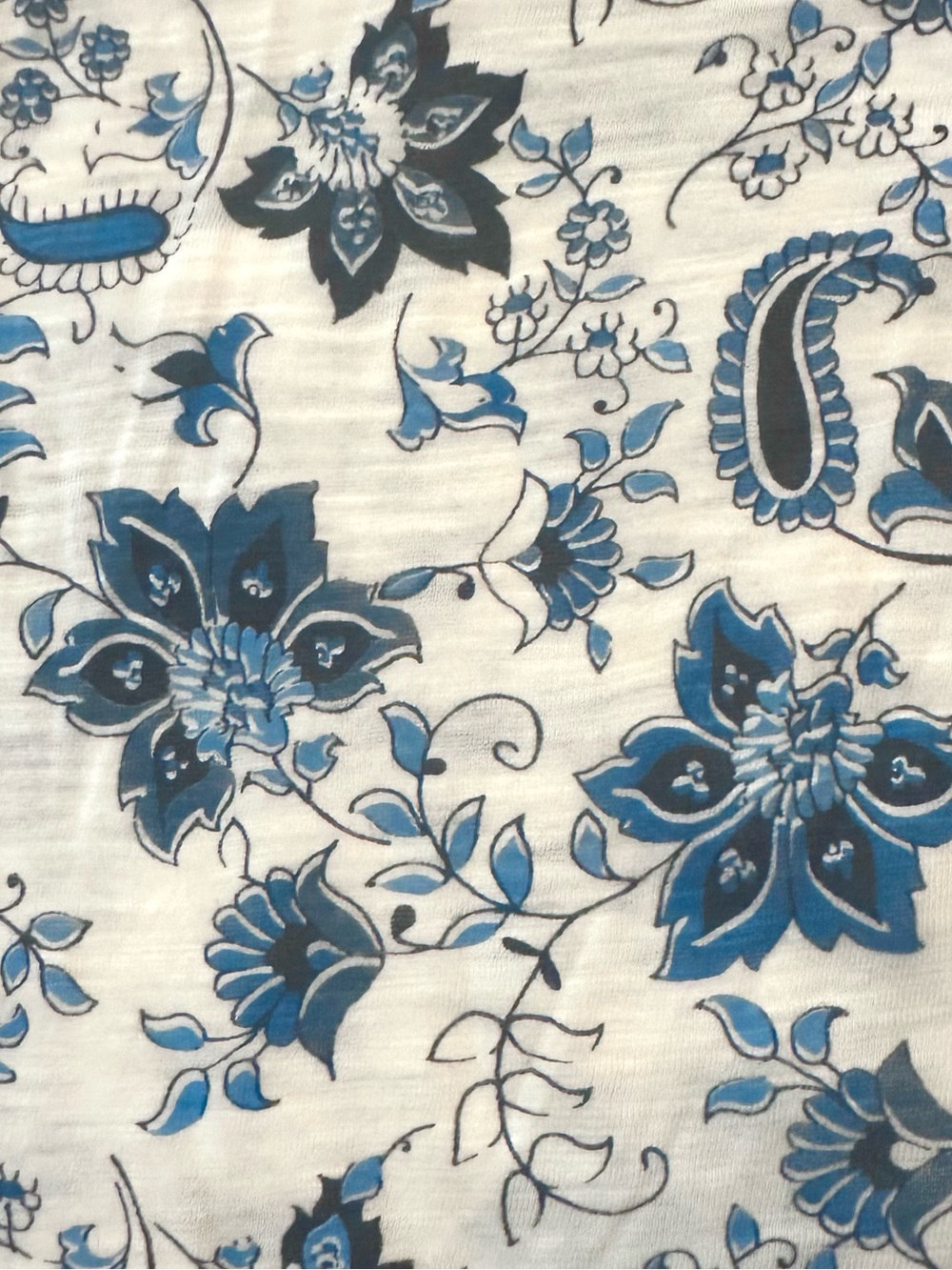 Lucky Brand NWOT cap sleeve top with ruffle details white/blue print size S - Picture 8 of 10